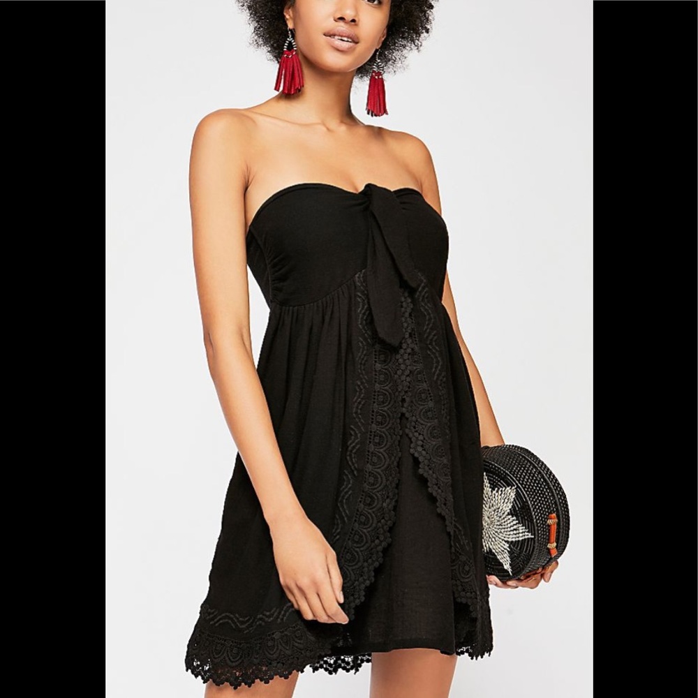 Free People Black Strapless Mini Dress